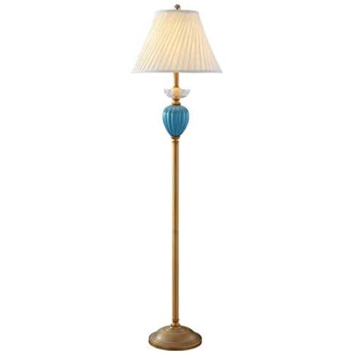 Reading and Floor Lamp Modern Floor Lamp Antique Copper Lighting Blue Ceramics and Fold Drum Shade Floor Lamp Vertical Reading Lamp for Living Room Reading Bedroom Office Modern Standing Lamp