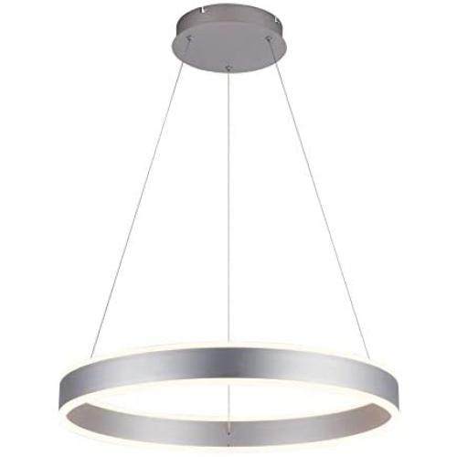 ROYAL PEARL Modern Foyer Pendant Light Dimmable LED Chandelier Adjustable Hanging Pendant Lighting Silver 76W for Living Dining Room Bedroom