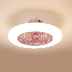 BAYCHEER Acrylic Doughnut Ceiling Fan Light Simple Living Room LED Semi Flush Mounted Lamp Fixture for for Living Room/Kitchen/Bedroom/Dining Room, 3 Light Color Changeable,Pink