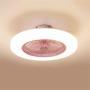 BAYCHEER Acrylic Doughnut Ceiling Fan Light Simple Living Room LED Semi Flush Mounted Lamp Fixture for for Living Room/Kitchen/Bedroom/Dining Room, 3 Light Color Changeable,Pink