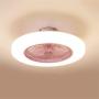 BAYCHEER Acrylic Doughnut Ceiling Fan Light Simple Living Room LED Semi Flush Mounted Lamp Fixture for for Living Room/Kitchen/Bedroom/Dining Room, 3 Light Color Changeable,Pink