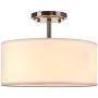 Doraimi 2-Light(13''Dia) Fabric Drum Shade semi Flush Mount + PS Diffuser with Antique Nickel Finish,Off Whtie Fabric Shade for Bar, Dining Room, Corridor,Living Room.LED Bulb(not Include)