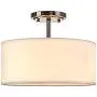 Doraimi 2-Light(13''Dia) Fabric Drum Shade semi Flush Mount + PS Diffuser with Antique Nickel Finish,Off Whtie Fabric Shade for Bar, Dining Room, Corridor,Living Room.LED Bulb(not Include)