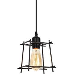 HAITRAL Industrial Pendant Light - Adjustable Hanging Ceiling Lamp, Black Metal Pendant Lighting for Kitchen Island Dining Room Hallway Bar (Without Bulbs)