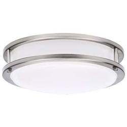 OSTWIN 12 Inch LED Flush Mount Ceiling Light, Dimmable Round Light Fixture, Brushed Nickel Finish, Plastic Shade, 20 Watts (120W Eq.), 1400 Lm, 5000K (Daylight), ETL and Energy Star Listed