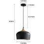 Modern Pendant Light Fixture, D11.4'' Black Metal Lampshade Wood Pattern Dome Minimalist Industrial Ceiling Hanging Light for Kitchen Island, Dining Room, Living Room, Bedroom Restaurant