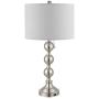 WINGBO 28 Inches Elegant Table Lamps Set of 2, Modern Bedside Light for Living Room Bedroom Accent, Modern Stacked Ball Body and White Linen Tapered Drum Shades