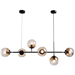 Modo Lighting Modern Ceiling Pendant Lighting Adjustable Chandelier 6-Light Lamp Globe Glass Hanging Light Fixture for Living Room Dining Room Bedroom