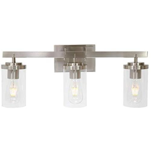 BONLICHT 3-Light Vanity Lighting Modern 3 Light Brushed Nickel Hallway Wall Sconce with Clear Glass Shade ,Industrial Bathroom Light Fixtures Over Mirror Wall Lamp for Kitchen Foyer Dressing Table