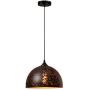 LITFAD Pendant Light 11.81'' Industrial Weathered Iron Hollowed-Out Dome Shade Single Pendant Lamp Mounted Ceiling Light fixtures with Adjustable Chain for Kitchen Dining Room Restaurant Bar - D
