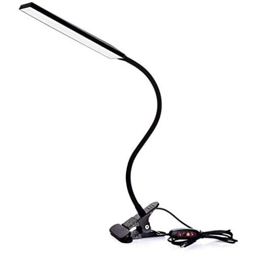 LED Desk Lamp, RAOYI Flexible Gooseneck Eye-Caring Table Lamps, Easy Clip On Dimmable Office Lamp with 48 LEDs, 3 Color Modes with 14 Brightness Levels, 5W USB Reading Light, Black