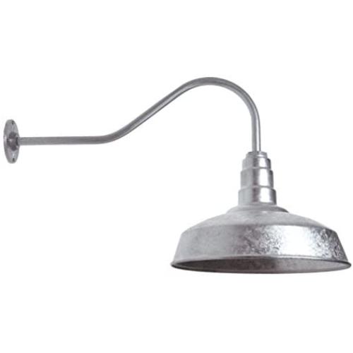 The ABBA Standard Barn Light Kit | Farmhouse Steel Vintage Shade and Gooseneck | 16 Inch Shade and 23 Inch Gooseneck (Galvanized)