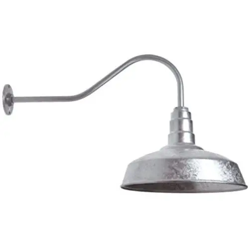 The ABBA Standard Barn Light Kit | Farmhouse Steel Vintage Shade and Gooseneck | 16 Inch Shade and 23 Inch Gooseneck (Galvanized)