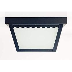 CORAMDEO 9.25” Square Ceiling Light, Porch Light, Entry, Outdoor Hallway, Damp Location, Built in LED Gives 125W of Light, 1200 Lumens, 3K, Black Powder Coat Finish with Frosted Glass