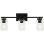 TULUCE Vintage Bathroom Lighting,3 Light Wall Lights,Black Industrial Farmhouse Sconces Wall Lighting Finish with Clear Glass Shade for Bathroom,Mirror Cabinets,Vanity Table,Living Room,Foyer,Hallway.