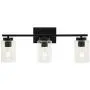TULUCE Vintage Bathroom Lighting,3 Light Wall Lights,Black Industrial Farmhouse Sconces Wall Lighting Finish with Clear Glass Shade for Bathroom,Mirror Cabinets,Vanity Table,Living Room,Foyer,Hallway.