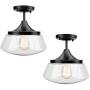 Ceiling Light Fixture 2 Pack 2 Bulb Flush Mount Light Glass Light Fixtures Ceiling Glass Flush Mount Ceiling Light for Dining Room, Glass Kitchen Light for Indoor Outdoor Use
