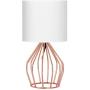 HAITRAL Rose Gold Desk Lamp - Minimalist Bedside Lamp with Rose Gold Hollowed Out Base and Linen Fabric Shade，Nightstand Lamps for Bedroom, Living Room, Girls Room, Pink Room - Rose Gold