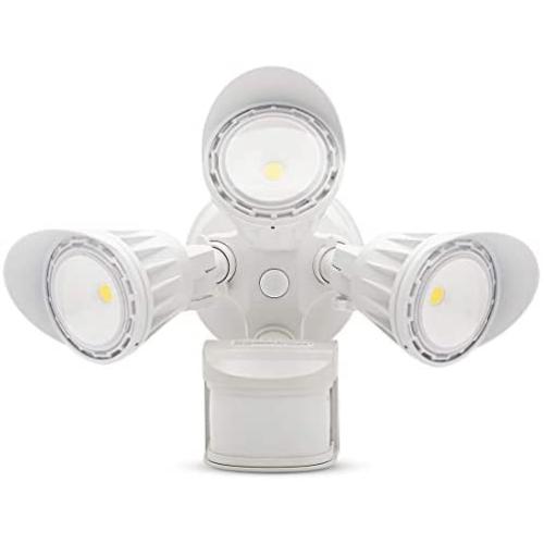 SAATLY Outdoor Motion Sensor Light 5000K Dust to Dawn LED Security Light 270°Motion Angle DIM Mode Available 3100LM 3Heads 30W Full Metal IP65 Waterproof Motion Detected Flood Light Photocell with ETL