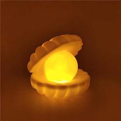 Shell Pearl Night Light Bedside Night Lamp Bedroom Light Clamshell Mist Night Lights Streamer Mermaid Fairy Shell Night Lamp for Christmas Gift Decoration MODOAO (Yellow)