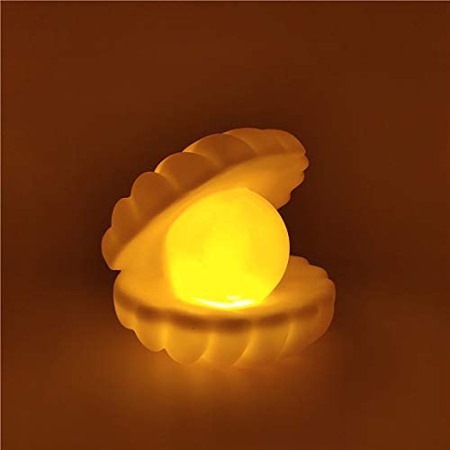Shell Pearl Night Light Bedside Night Lamp Bedroom Light Clamshell Mist Night Lights Streamer Mermaid Fairy Shell Night Lamp for Christmas Gift Decoration MODOAO (Yellow)
