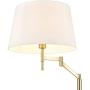 Light Society Lisona Tray Table Floor Lamp, Glass Shelf, Linen Shade with Brass Finish, Mid Century Modern Floor Lamp, Brass/White