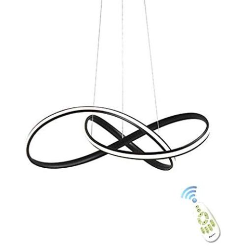 HOUDES 50CM Black Pendant Lamp 50W Led Chandeliers Lighting for Kitchen Living Room Bedroom Vanity Light 3 Colors in one lamp, 3000k,4500k,6000k with UL Certification