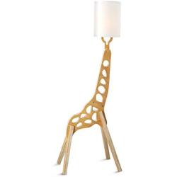 Modern Floor Lamp, Cartoon Giraffe Standing Lamp with Fabric Lampshade, Wood Reading Floor Light for Living Room Bedroom Kids Room,White