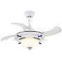LITFAD Modern LED Ceiling Light Nautical Style Reversible Dome Shade Metal Hanging Ceiling Fan Light with Invisible Blade Flushmount Pendant Light for Living Room Kids Bedroom Childrens Room - White