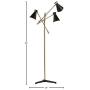 Amazon Brand – Rivet Mid Century Modern Retro 3 Arm Living Room Floor Lamp With Light Bulbs - 69 Inches, Brass with Black Shade