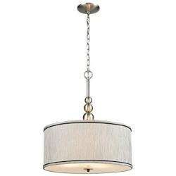 DANXU Modern 3-Light Kitchen Chandeliers Brushed Nickel Drum Shade Gauze Etamine Hanging Pendant Light