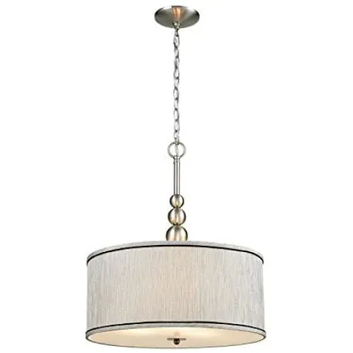 DANXU Modern 3-Light Kitchen Chandeliers Brushed Nickel Drum Shade Gauze Etamine Hanging Pendant Light
