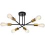 Miduxiy Sputnik Chandelier Modern Black Lighting Fixtures Ceiling Pendant Light 6 Lights for Kitchen Farmhouse Bedroom Dining Room