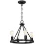 Lacey Black Wagon Wheel Chandelier 16'' Wide Rustic Farmhouse LED 4-Light Fixture for Dining Room House Foyer Kitchen Island Entryway Bedroom Living Room - Franklin Iron Works
