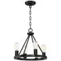 Lacey Black Wagon Wheel Chandelier 16'' Wide Rustic Farmhouse LED 4-Light Fixture for Dining Room House Foyer Kitchen Island Entryway Bedroom Living Room - Franklin Iron Works