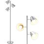 Tangkula 3-Light Floor Lamp, 64” Mid Century Modern 3 Light Tree, Standing Tall Pole Lamp with 3 LED Bulbs and Adjustable Heads, Reading Light for Living Room & Bedroom, 360 Lighting (Nickel)