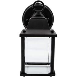 Maxxima LED Porch Lantern Outdoor Wall Light, Black w/Clear Glass, Photocell Sensor, 650 Lumens, Dusk to Dawn Light Sensor, 3000K Warm White