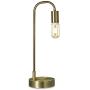 Keymit 3 Way Dimmable LED Edison Industrial Lamp, Matte Brass Bedside Lamp, Minimalist Table Lamp for Bedroom Living Room, Nightstand, T45 8W Light Gold LED Filament Tubular Bulb Included