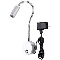 Dimmable Wall Sconces Reading Light, LED Wall-Mounted Reading Lamps Gooseneck Plug in/USB/Wall Mounted Wall Light Sconce Lamp Lighting for Bed Headboard Reading Room, Black(160LM 3W Warm White 3000K）