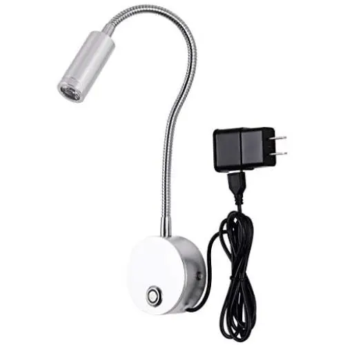 Dimmable Wall Sconces Reading Light, LED Wall-Mounted Reading Lamps Gooseneck Plug in/USB/Wall Mounted Wall Light Sconce Lamp Lighting for Bed Headboard Reading Room, Black(160LM 3W Warm White 3000K）