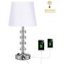 CLK Crystal Table Lamp with 2 USB Charging Ports, Modern Bedside Lamp with K9 Crystal, USB Table Lamp for Bedroom, Living Room, Children Room, Office (Bulb Included)