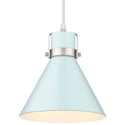 Zeyu Industrial Pendant Light, 1-Light Modern Hanging Lighting for Kitchen Dining Room, Blue and Brushed Nickel Finish， ZY26-M1L SF