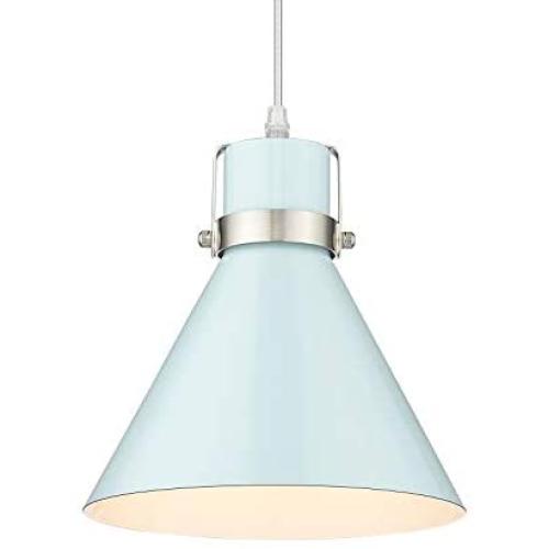 Zeyu Industrial Pendant Light, 1-Light Modern Hanging Lighting for Kitchen Dining Room, Blue and Brushed Nickel Finish， ZY26-M1L SF