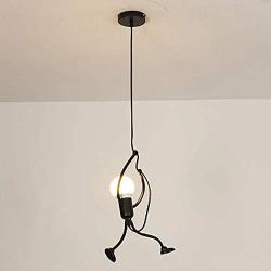 DricRoda Pendant Lighting, Match-Stick Men Fixture Hanging Lights, Black Baking Paint Decorative Ceiling Chandelier Lamp for Bar Table Corridor Bedroom Dining Rooms Decor