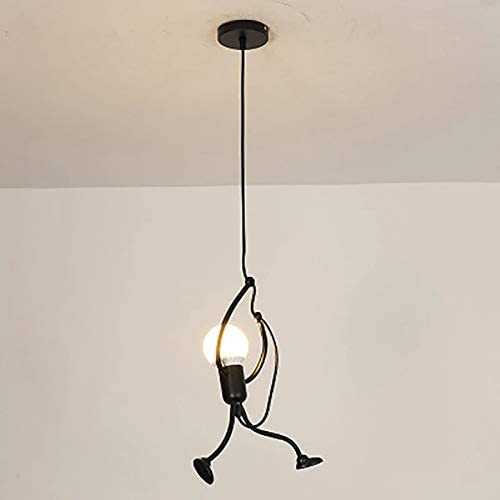 DricRoda Pendant Lighting, Match-Stick Men Fixture Hanging Lights, Black Baking Paint Decorative Ceiling Chandelier Lamp for Bar Table Corridor Bedroom Dining Rooms Decor