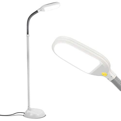 Brightech Litespan LED Bright Reading and Craft Floor Lamp - Modern Standing Pole Light & Gooseneck - Dimmable, Adjustable Task Lighting Great in Sewing Rooms, Bedrooms - White