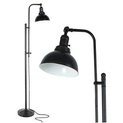 Industrial Floor Lamp Metal Black Adjustable Lamp, Vintage Style Lamp with On/Off Switch, Standing Lamp with Metal Shade for Living Room Bedroom, Lamp for Study Room &Office, ETL Certificate.