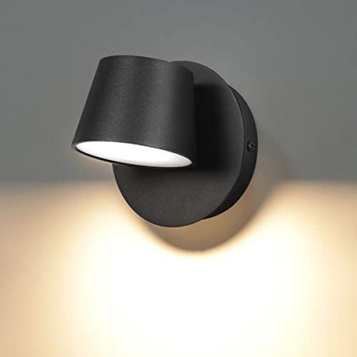 Phenas Modern LED Wall Sconce Indoor Wall Light LED Reading Spotlight 350° Swivel Nordic Style Wall Spotlight LED Wall Lamp for Bedroom Bedside Living Room Hallway Stairs Corridor, Black 3000K
