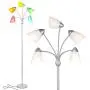 Brightech Medusa LED Floor Lamp - Multi Head Adjustable Tall Pole Standing Reading Lamp for Living Room, Bedroom, Kids Room - Includes 5 LED bulbs and 5 White & Colored Interchangeable Shades – Silver