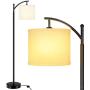 Floor Lamp for Living Room, Reading Standing Light with Arc Hanging Shade with Pedal Switch, Tall Pole Lamp for Bedroom, Office, Hotel, Study Room, Suits Mid Century Modern & Farmhouse - Pale-Yellow